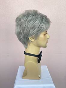 Nam Ngắn Thẳng Xám Tóc giả Tóc giả tổng hợp Mặc hàng ngày Buổi tiệc Hóa trang - Màu Xám nhạt - Xem 7