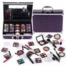 UCANBE Makeup Kit For Teen Girls & Women Full Kit, Beauty Train Case With Starter Cosmetics Set, Make Up Valentine's Day Gift Box With Eyeshadow,Lipgloss,Highlight,Blush,Lip&Eye Pen,Brush & More - 紫黑色 - 查看 1