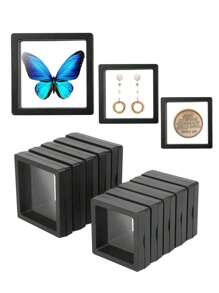 10 Piezas 3d Flotante Marco Para Exponer Objetos Con Caja Transparente Pe Para Almacenar Joyas, Medallas, Muestras Y Monedas - Negro - Ver 1