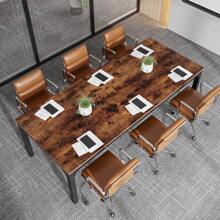 Tribesigns 6.5FT Conference Table, 78.7 Inche Rectangle Meeting Seminar Table, Large Business Tables For 6-8 People (Only Table) - Rustic Brown & Black - View 5