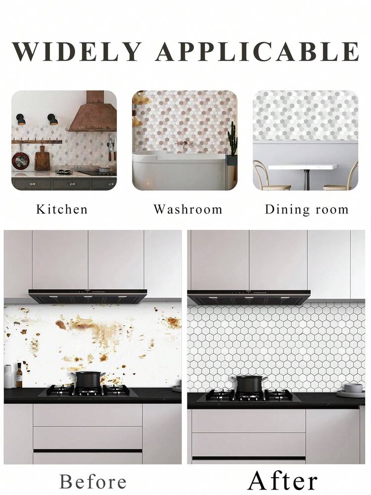 Adesivi Peel & Stick Per Backsplash Cucina/bagno – 10 Piastrelle In Finta Marmo, 30x30 Cm, Facili Da Applicare