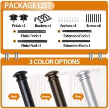 1pc Long Curtain Rods For For Windows, Telescoping Splicing Curtain Rod, 3/4 Drapery Rods With Small Cap Finial, Bronze - Bronze - View 9