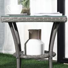 Outsunny Outdoor Rattan Bistro Set With Cushions, 3 Piece Garden Furniture Set, Patio Balcony Table And Chairs Set - Light Grey - View 10
