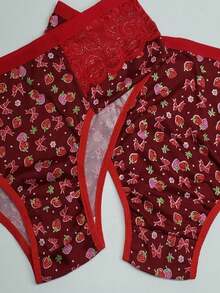 Kit 5 Calcinhas Senhora Adulto Feminino Estampadas Com Renda Suede