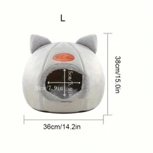 PETSIN 1 件聚酯纤维猫形洞穴床屋，可爱舒适温暖的睡眠角落，适合中小型猫，防滑，室内睡眠四季使用 - 灰色 - 查看 14