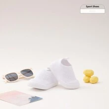 GENGASUN 1pc Baby Girls Solid Color Knitted Breathable Round Toe Low-Top Casual Sport Shoes Summer Outdoor - White - View 15