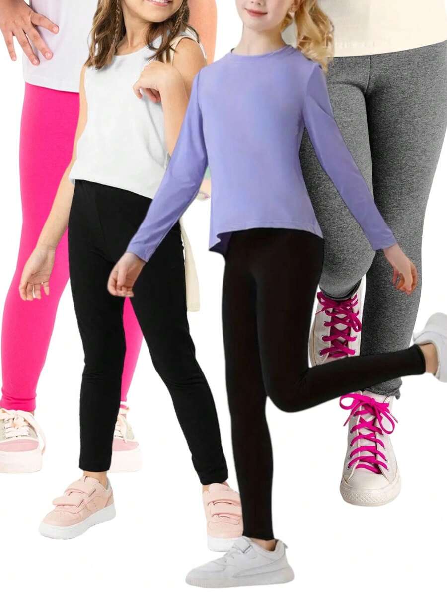 Kit 4 Calça Legging Infantil Menina Juvenil Escolar Legui