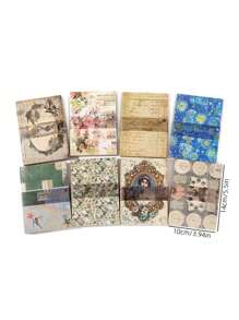 1pack 100pcs Random Vintage & Artistic Scrapbooking Paper Diy Decoration Collage Background Material Back To School