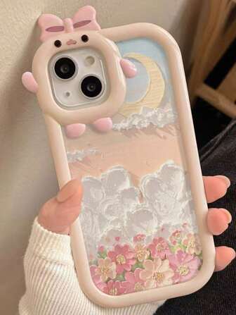 Summer 1pc Cartoon Little Monster Phone Case Compatible With IPhone 11 12 13 14 Promax Waterproof Shockproof Anti-Fall Scratch Resistant