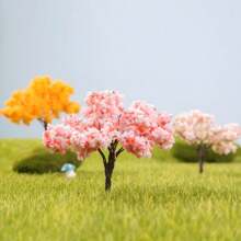 3 Pièces/paquet Mini Cerisiers Figurines Miniatures De Maison De Poupée Accessoires Féeriques De Jardin, Décor De Gâteau, Ornements Pour Décoration De Plante De Paysage Micro, Statut De Bonsaï, Kit De Pelouse De Terrasse De Jardinage Pour Un Cadeau De Bricolage À Domicile