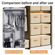 1pc Foldable Storage Box With Lid For Clothes, Quilt, Household Essentials Storage Organizer Basket - Yellow - View 6