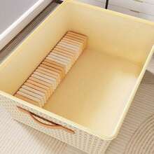 1pc Foldable Storage Box With Lid For Clothes, Quilt, Household Essentials Storage Organizer Basket - Yellow - View 5