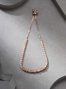 1pc Elegant & Gorgeous & Minimalist Gemstone Chain Adjustable Bracelet For Women To Match Various Occasions Such As Festival, Birthday, Date, Party, Wedding, Holiday, Shopping, Daily Wear, Work - Multicolor - View 9