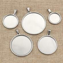 2 Miếng Mặt dây chuyền hình tròn Trống Cơ sở Cái mâm Hình chụp khung viền DIY Làm đồ trang sức Phụ kiện - màu thép - Xem 4