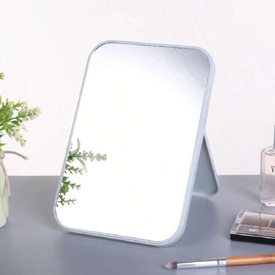 Phong cách Bắc Âu Hình vuông Gương trang điểm để bàn Gấp di động Công chúa Gương Đơn giản Hình chữ nhật Gương Đối với Ký túc xá - Màu xanh lam - Xem 1