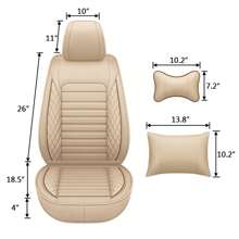 5 Seats Car Seat Covers Full Set PU Leather Front Rear Back Padded Cover Universal Auto Seat Protectors With Or Without Head Pillow For Most Cars Sedan Truck SUV - 米色/咖啡色系 - 查看 11