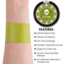 UCANBE Face & Body Paint Foundation Makeup For Kids & Adult, Single Cake Greasepaint(0.52oz), Professional Face Painting Kit With Semi-Matte Finish For Halloween Party, SFX Makeup, Cosplay, Costume, Stage, Mime & Film - Olive Green - View 2