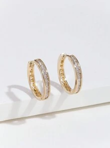 1 đôi Bông tai hình chữ C Zirconia đơn giản, khí quyển, thanh lịch, sang trọng, đáng yêu, sáng bóng dành cho phụ nữ và trẻ em gái. Thích hợp cho mùa tốt nghiệp, kỳ nghỉ, tiệc bãi biển, tụ tập, đám cưới, phù dâu, sinh nhật, cầu hôn, cặp đôi, ngày nhà giáo, ngày của mẹ, ngày lễ tình nhân, lễ hội nữ thần, quà tặng - Vàng - Xem 2