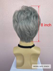 Nam Ngắn Thẳng Xám Tóc giả Tóc giả tổng hợp Mặc hàng ngày Buổi tiệc Hóa trang - Màu Xám nhạt - Xem 3