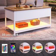YITAHOME Lift Top Coffee Table, Wooden Lifting Adjustable Tabletop Height Coffee Table With Hidden Storage And Open Shelf For Living Room, With Power Strip And LED Light Strip,100x50x(49-63.5) Cm - Grey - View 8