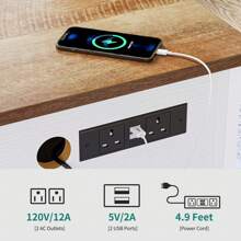 YITAHOME Lift Top Coffee Table, Wooden Lifting Adjustable Tabletop Height Coffee Table With Hidden Storage And Open Shelf For Living Room, With Power Strip And LED Light Strip,100x50x(49-63.5) Cm - Grey - View 6