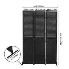 3 Panel Room Divider 6Ft Wood Folding Privacy Screen Black Room Separator Free Standing Wall Dividers - Black - View 4