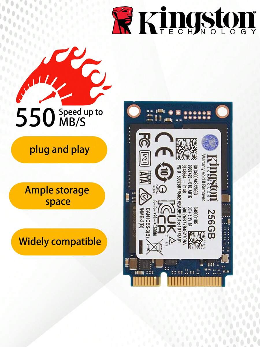 Kingston Skc600ms Msata Ssd 256gb 512gb 1tb 內部固態硬盤驅動器,適用於筆記本電腦桌上型電腦 Msata3 Tlc Kc600