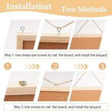 1個木質公告牌,表面尺寸40 X 30cm配安裝材料,適用於家庭、辦公室、學校、廚房等場所