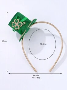 1 Pieza Sombrero Verde De Tela No Tejida Con Decoración De Trébol, Moño Y Palabra En Inglés Good Luck, Lindo Para Diadema De Niñas Adecuada Para Fiestas Y Reuniones - Verde - Ver 3