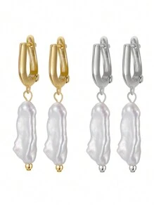 1 đôi Thực tế Có giáo dục Nước mát Baroque Ngọc trai Thả hoa tai Hình dạng đặc biệt Trân châu 925 sterling bạc Xỏ lỗ tai Cái móc Hoa tai NỮ Thanh lịch Tuyệt đẹp Đồ trang sức Qủa tặng Đối với Sinh nhật Ngày lễ tình nhân Lễ cưới Lễ đính hôn & Hằng ngày Mặc Lễ cưới Đồ trang sức Trang sức cô dâu - Vàng - Xem 5