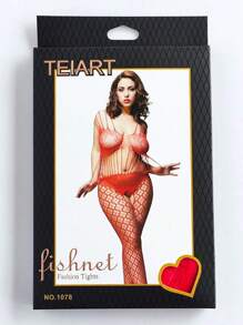 Lencería Sexy Full Body Stocking Hollow Out Bodystocking Sin Ropa Interior San Valentín - Rojo - Ver 3