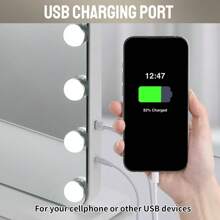 Makeup Mirror With Lighting, 58x46 Cm 15 LED Mirrors, Large Cosmetic Mirror With Dimmer Light, 3 Light Colors, Touch Control, With 10x Magnifying Mirror - White - View 6