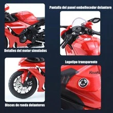 KEAKI 1:12 Coleccion Escala Metal Moto Juguete Yzf-R1 Luz Y sonido Con Base 17CM - Negro - Ver 4