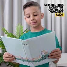 Álbum Fotográfico 15x21 para 100 Fotos SAFARI JIPE Verde Bebê Infantil - Verde Menta - Visão 2