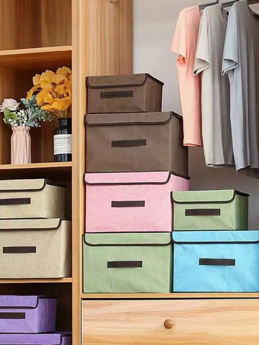 2入組非織布收納盒（大小）,可折疊衣物收納盒,日用品收納容器,高容量收納籃,適用於家庭生活
