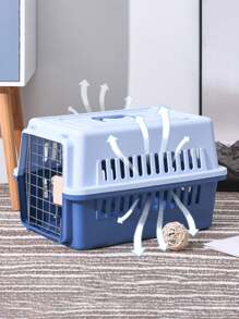 1只小型寵物航空籠,可攜式寵物戶外旅行籠,適用於貓咪 - 藍色 - 查看 2