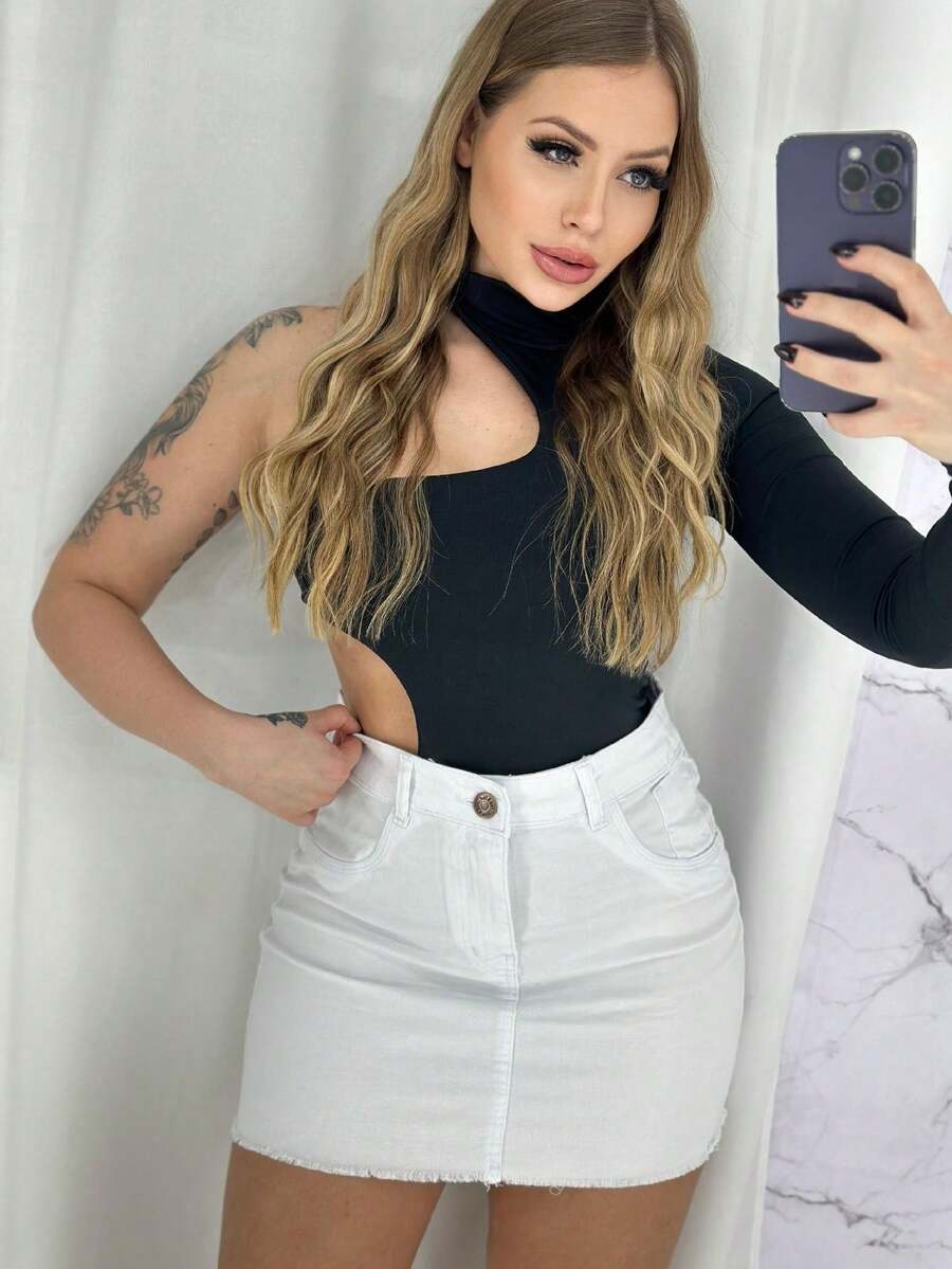 Women Denim Skirts - trắng - Xem 1