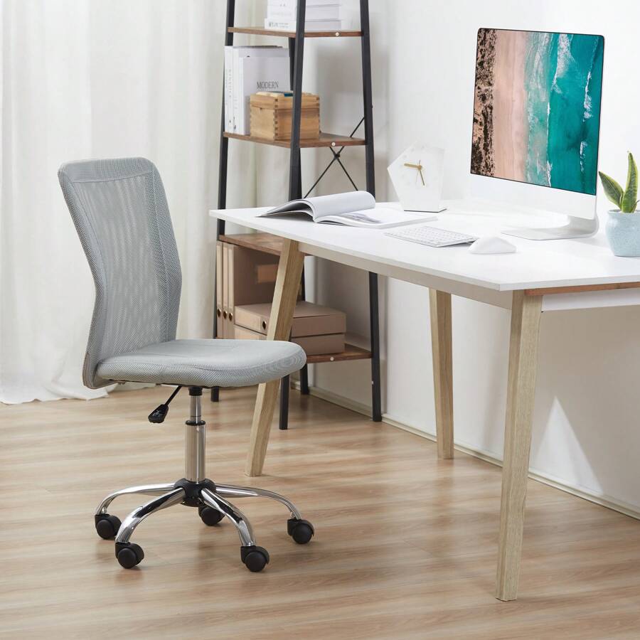 Vinsetto Mesh Office Chair, Desk Chair, Armless Swivel Computer Chair With Rolling Wheels For Study And Work - 灰色 - 查看 1