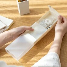 1入組透明塑料筆盒,極簡風格且高級的小學生文具盒,多功能筆和標記筆收納盒 - 白色 - 查看 3