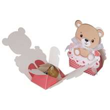 12 piezas Cajas de papel para regalo de dulces, fiesta de cumpleaños de oso de peluche, Día de San Valentín, de vuelta a la escuela