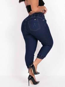 Plus Size Jeans - 藍色 - 查看 4