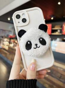 可爱熊猫手机壳，可折叠支架，粘性好，适合懒散的人看视频，网红单品 - 白色 - 查看 1