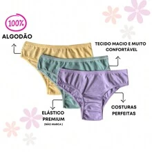 Kit 5 Calcinha de Algodão em Cotton Feminina Adulto