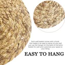 1pc' Rustic Hanging Boho Flat Woven Farmhouse Rattan Wall Decor Wall Basket For Living Room Bedroom Decoration(The Actual Object Shall Prevail),Home Decor ,Room Decor,Wall Decor