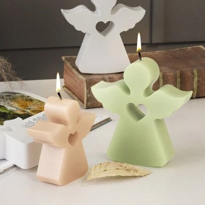 1PC 3D 硅胶蜡烛模具、铸造模具、环氧树脂模具、天使蜡烛硅胶模具，适用于大豆蜡烛、肥皂