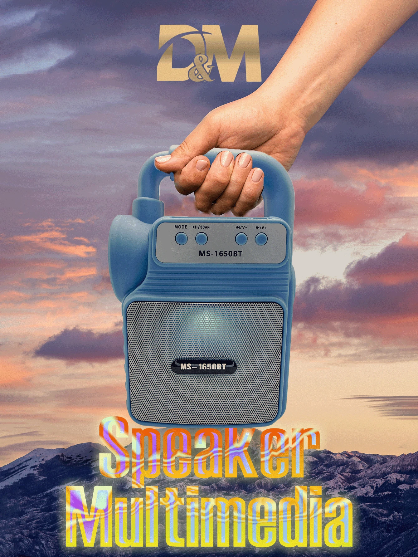 Bocinas Bluetooth Inalámbrica con linterna e iluminación LED. - Azul - Ver 1