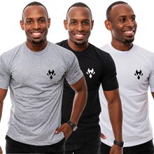 Men T-Shirts - 灰色/海軍藍/白色 - 查看 2
