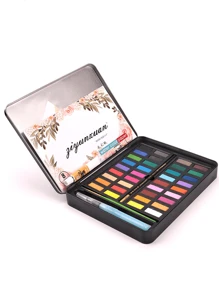 36 Colors Watercolor Paint Beginners Solid Paint Box Set DIY Painting Watercolor Paint Box Hand-Painted 36 Colors - Black - View 4