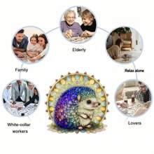 刺猬木制拼图，不对称动物形状，神奇的脑筋急转弯拼图玩具，生日/节日成人木制玩具作为脑筋急转弯礼物 - 彩色 - 查看 5