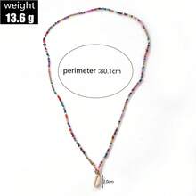 1條歐美風格波西米亞風格彩色玻璃珠項鍊,附有多色海螺吊墜,適合女性 - 彩色 - 查看 2